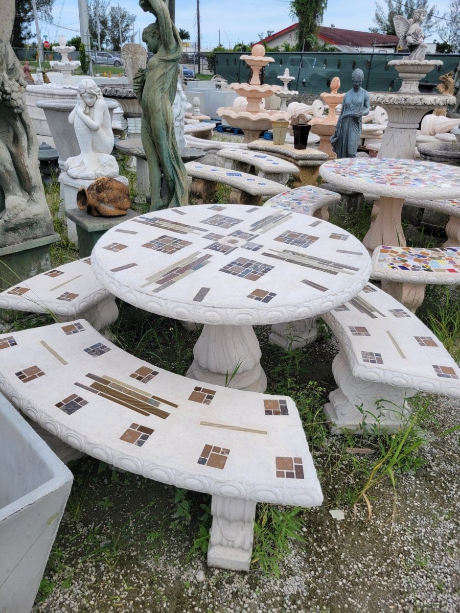 Concrete Table and Bench Set