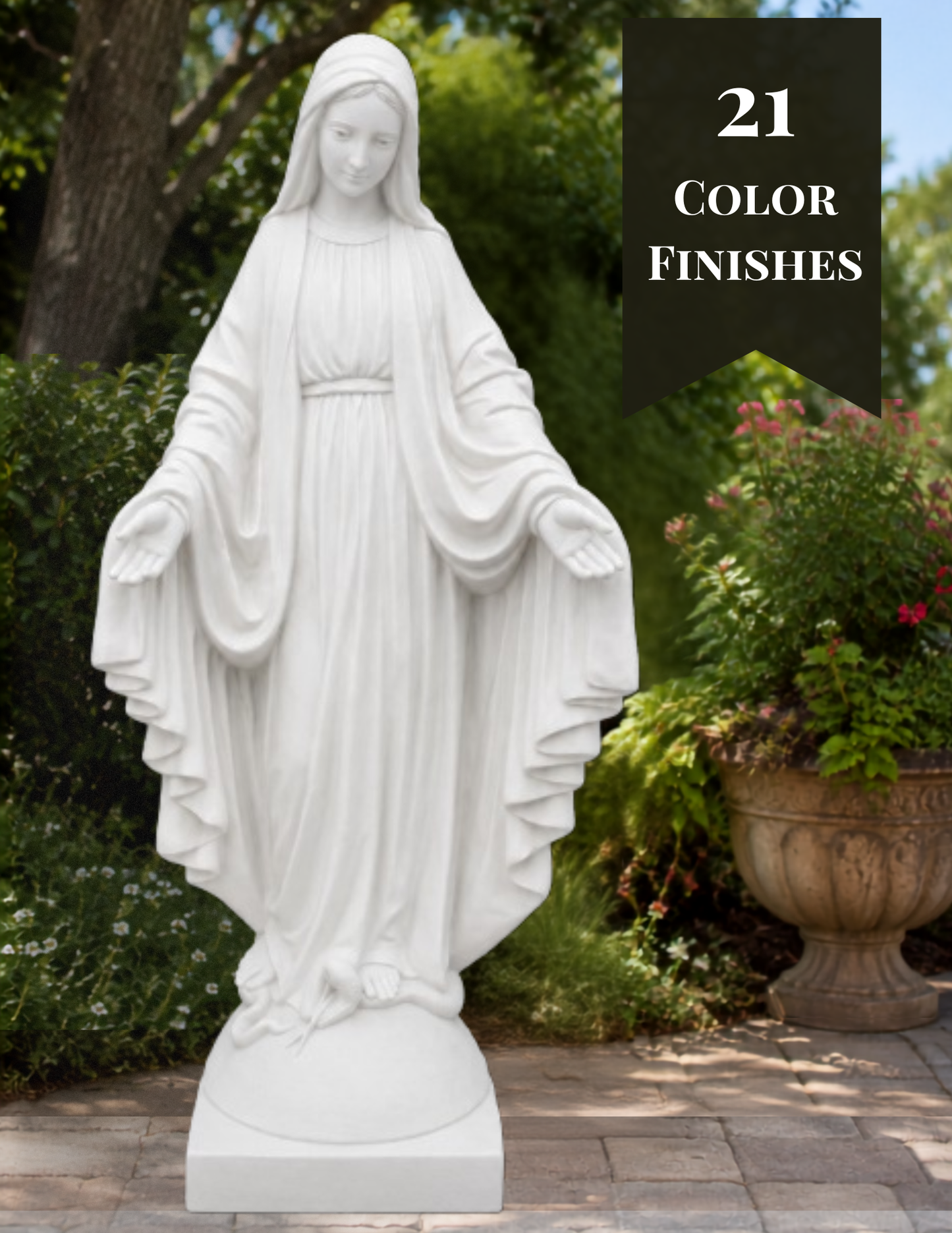 65" Blessed Mother Virgin Mary Statue | Cast Stone Garden Statue
