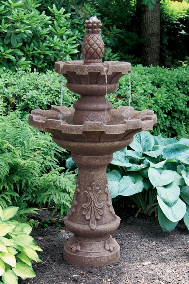 57" Two Tier Fluted Fountain With Pineapple Finial - CBSD