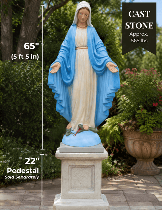 65" Blessed Mother Virgin Mary Statue | Cast Stone Garden Statue - CBSD
