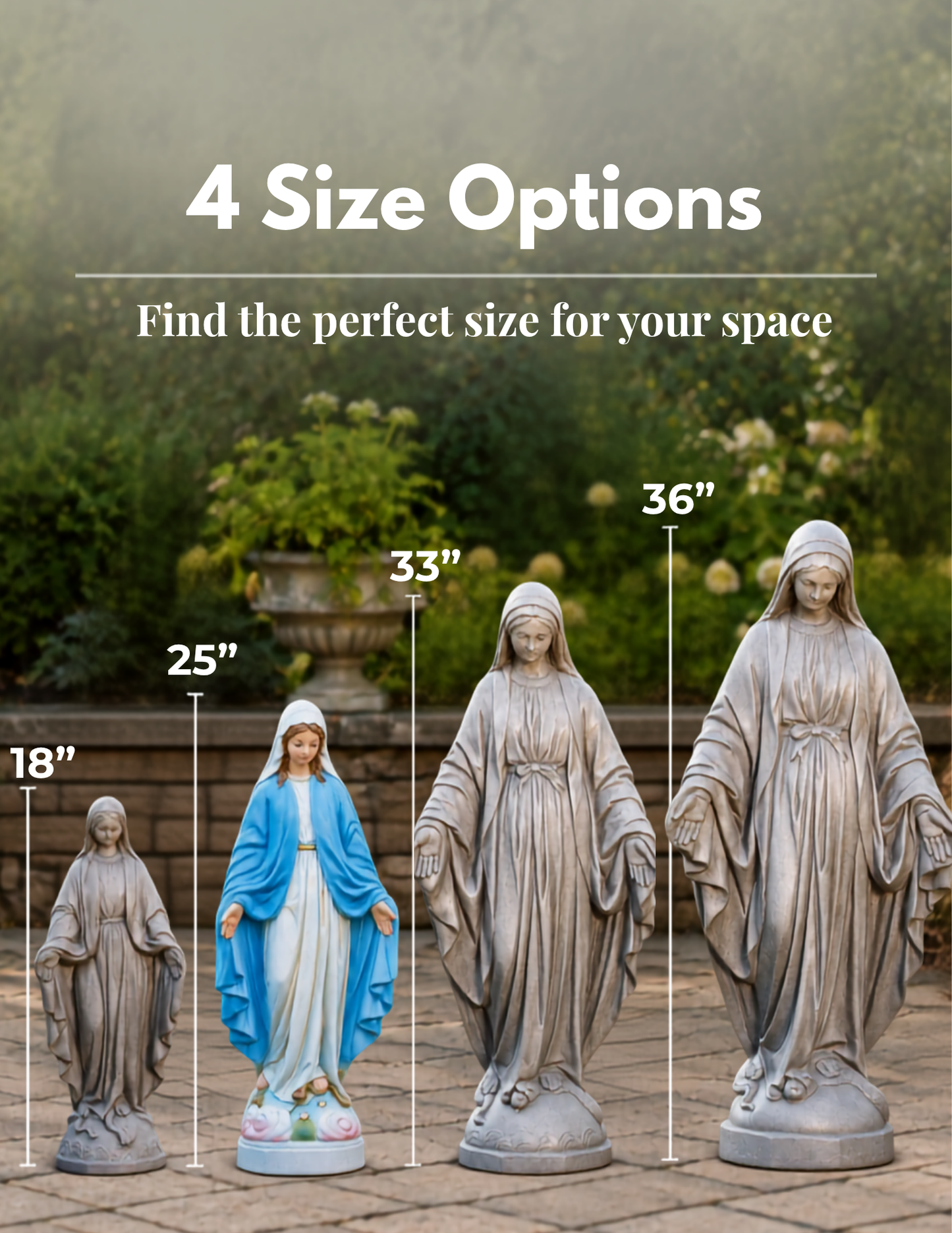 Blessed Mother Virgin Mary Size Options from Massarellis | CBSD