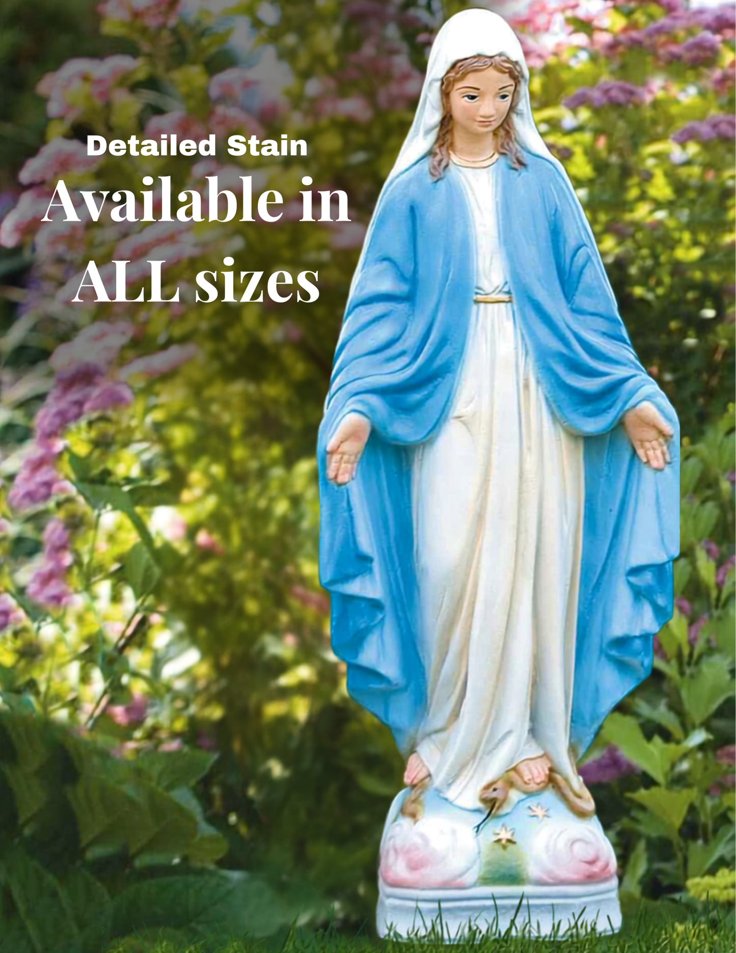 Masserelli's Blessed Mother Concrete Statue in a hand finished detailed stain | CBSD