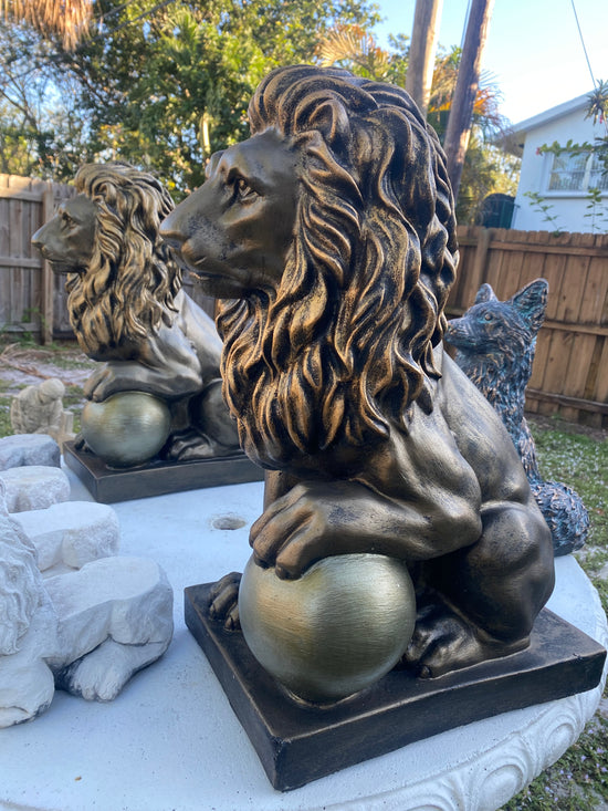 Concrete Lion with Ball statue