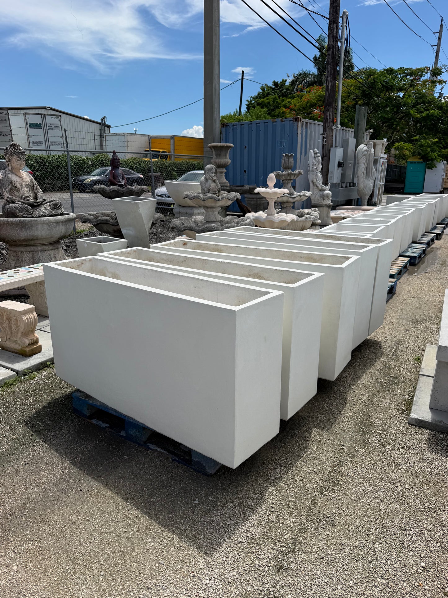 Large White Rectangular Planters made to order and available for nationwide delivery.