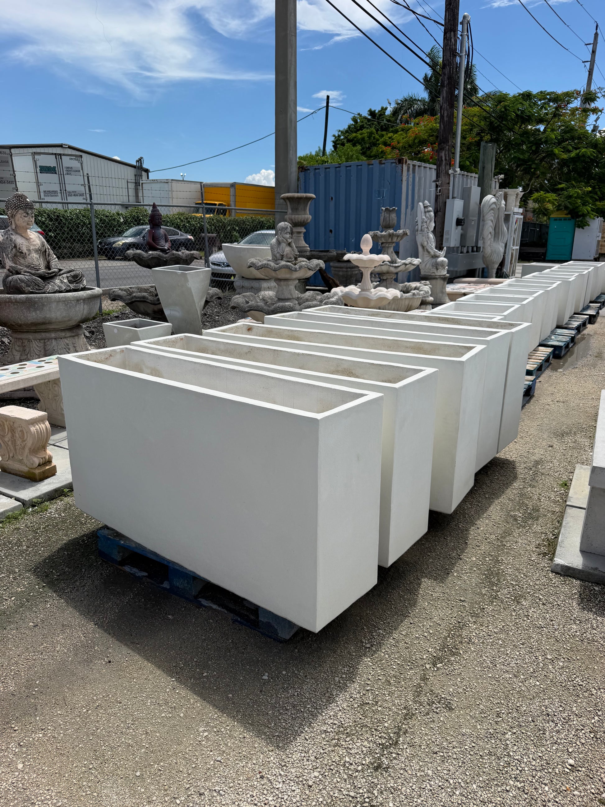 Large White Rectangular Planters made to order and available for nationwide delivery.