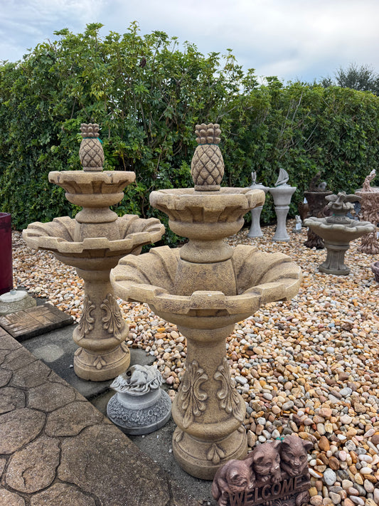 Two Tier Pineapple Concrete Fountain in Classic Amber by Masserelli's