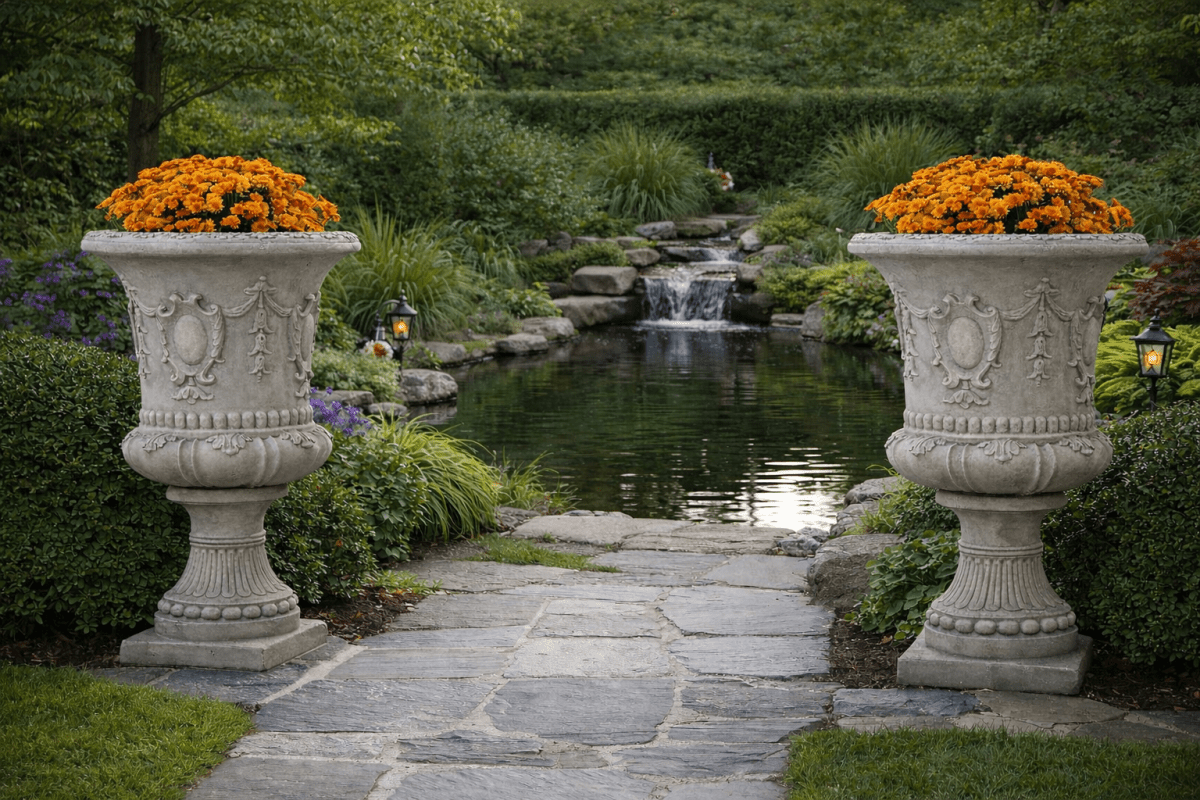 Large 34" Venetian Concrete Urn – Classic European Garden Planter - CBSD