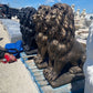Pair of Large Concrete Lion Statues for Driveways & Estate Entrances
