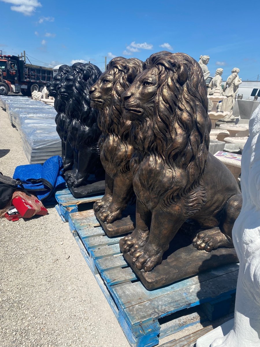 Pair of Large Concrete Lion Statues for Driveways & Estate Entrances