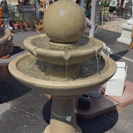 46in Two Tier Concrete Stone Fountain from Massarellis - CBSD
