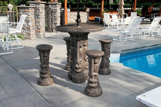 Tiki Table Set - Bar Height | Concrete Outdoor Bar Table - CBSD