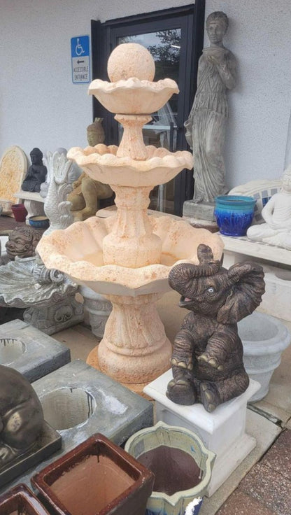 Concrete 3 Tier Water Fountain a garden decoration
