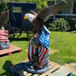 Handcrafted concrete bald eagle head detail — patriotic garden statue