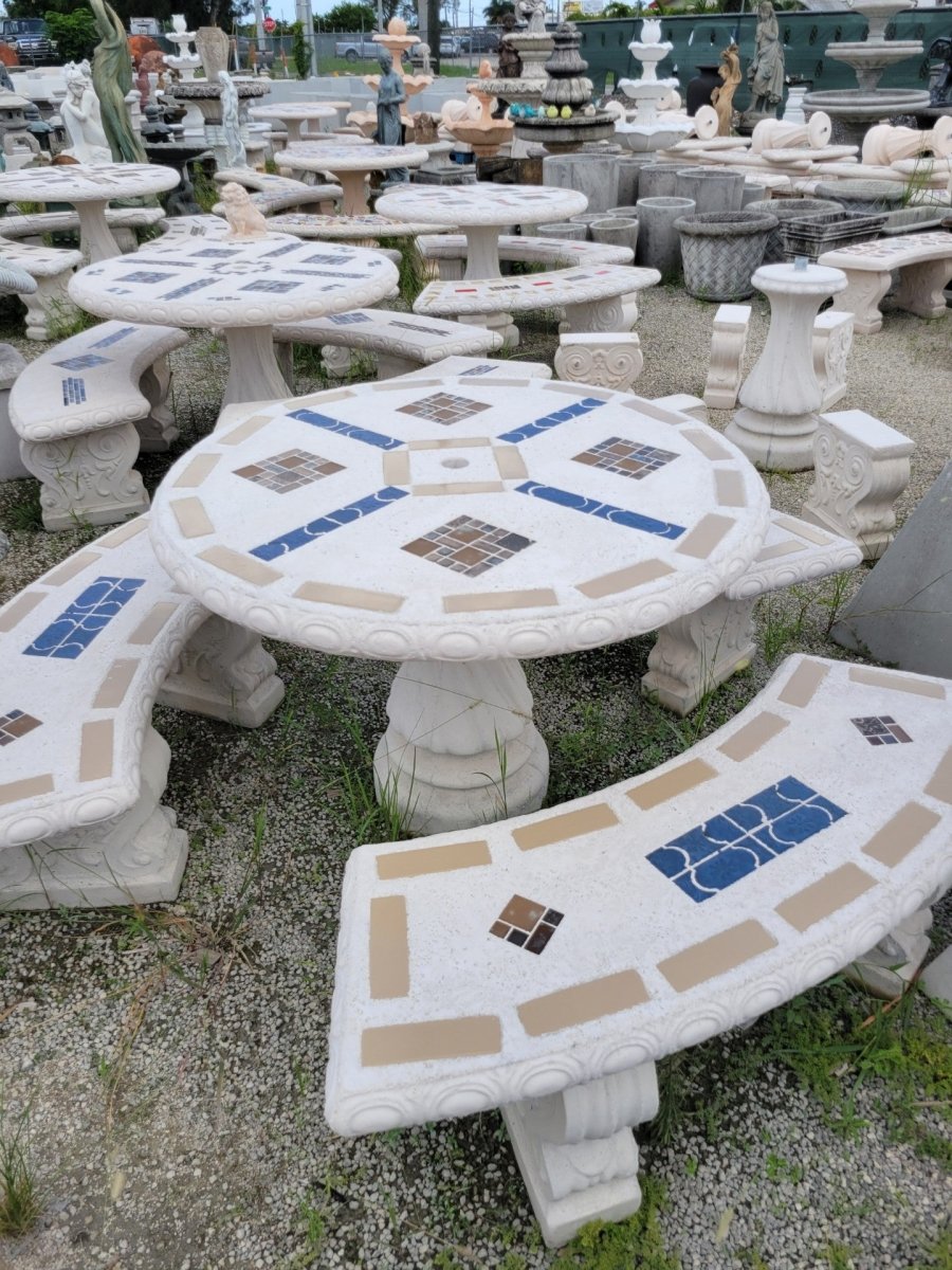 Concrete picnic discount table and benches