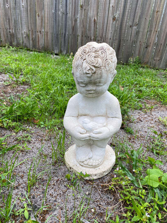 Child W/ Birds Statue