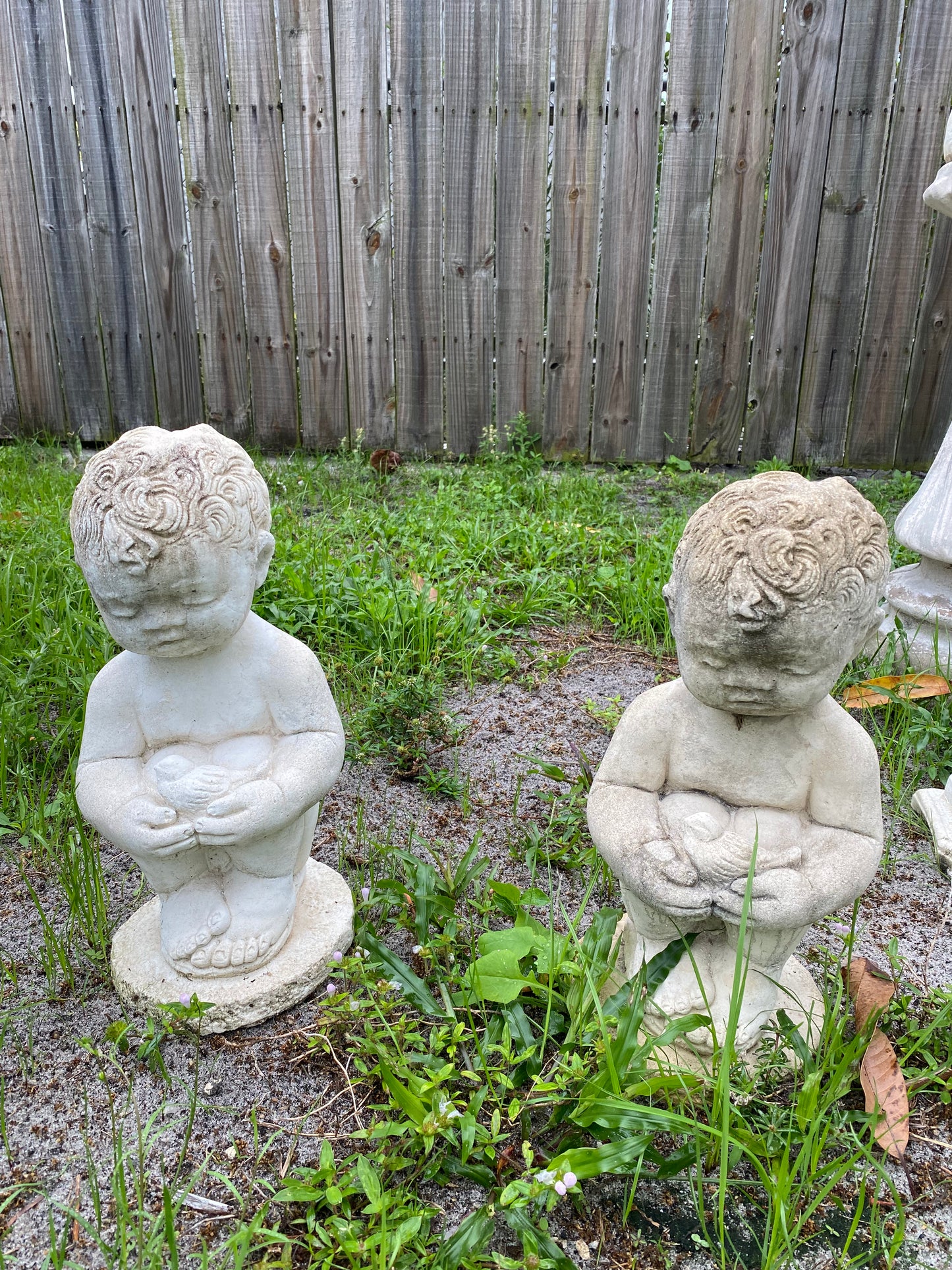 Child W/ Birds Statue