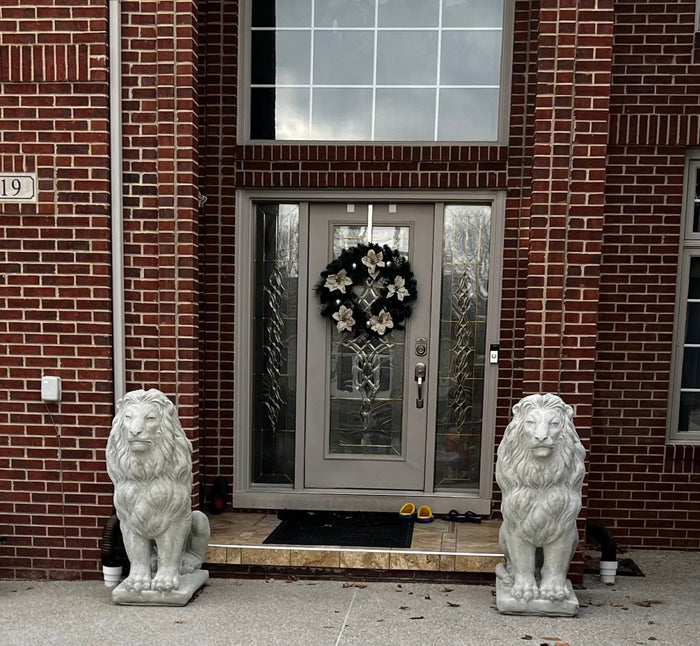 Concrete lion statues