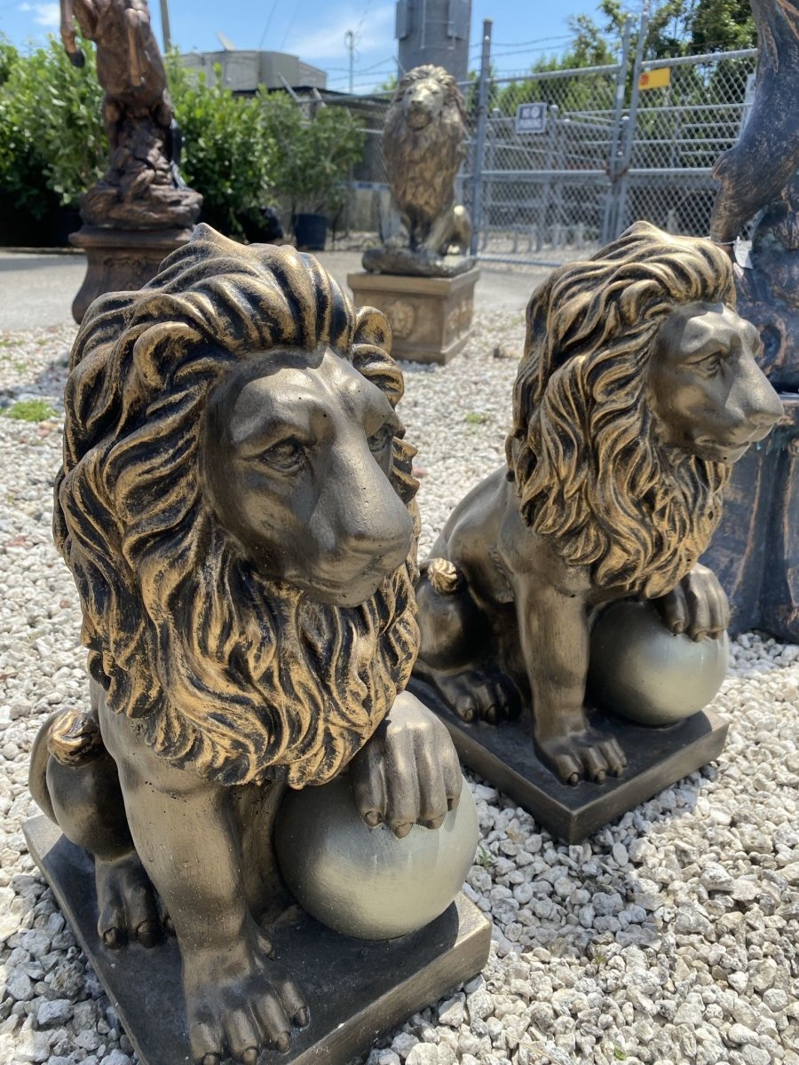 Lion with Ball Statue - CONCRETE GARDEN DECORATION – CBSD